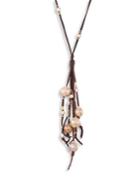 Chan Luu Long 8-17mm Pink Freshwater Cultured Pearl & Leather Tassel Necklace