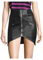 Rta Isla Leather Zip Mini Skirt