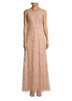 Bcbgmaxazria Tulle Floral Embroidered Sleeveless Gown