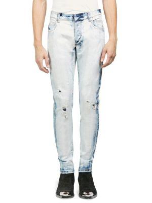Balmain Distressed Slim-fit Washed Jeans