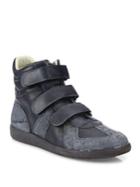 Maison Margiela Tonal Buffed Leather High-top Velcro Sneakers