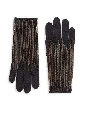 Brunello Cucinelli Chain Trim Cashmere Gloves