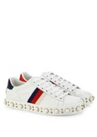 Gucci New Ace Faux Pearl Studded Leather Low-top Sneakers
