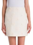 Valentino Daisy Embroidered Wool & Silk Crepe Couture Skirt