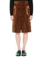 Prada Leather-trim Corduroy Skirt