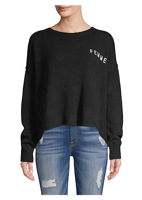 360 Cashmere Femme Crop Graphic Cashmere Sweater