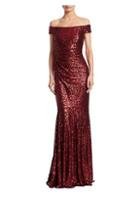 Badgley Mischka Ruched Sequined Gown