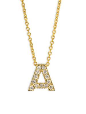 Roberto Coin Diamond & 18k Gold Letter Pendant Necklace