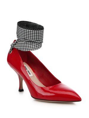 Miu Miu Patent Leather Ankle-tie Pumps