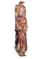 Etro Western Silk Patchwork Ruffle Gown
