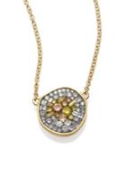 Pleve Sunburst Diamond & 18k Yellow Gold Pebble Pendant Necklace