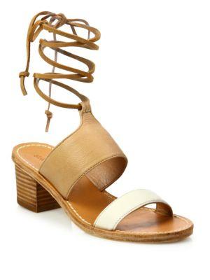Soludos Colorblock Leather Ankle-wrap Sandals