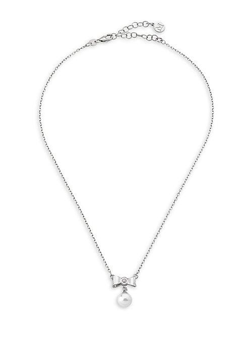 Majorica 8mm White Man-made Pearl Ribbon Pendant Necklace