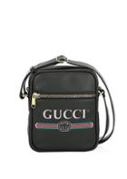 Gucci Logo Print Leather Shoulder Bag