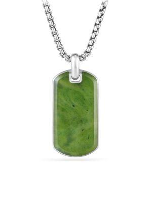 David Yurman Tag Enhancer Nephrite And Sterling Silver Pendant Necklace