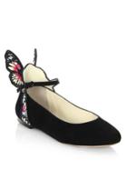 Sophia Webster Chiara Butterfly-embellished Suede Ankle-strap Flats