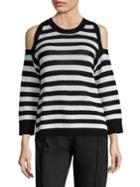 Rag & Bone/jean Tracey Striped Cold-shoulder Cotton Sweater