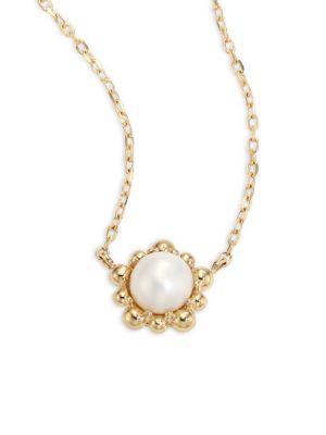 Anzie Dew Drop 5mm White Pearl Pendant Necklace