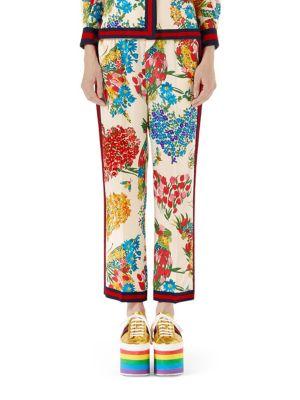 Gucci Corsage Print Silk Pajama Pants