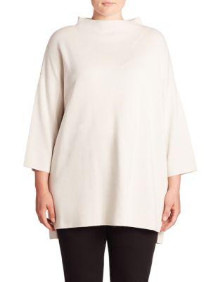 Eileen Fisher, Plus Size Silk & Organic Cotton Funnelneck Tunic