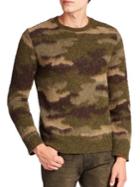 Polo Ralph Lauren Camouflage Leather-trimmed Wool Crewneck Sweater