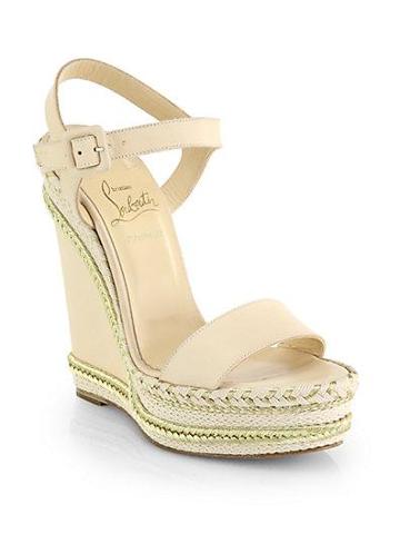 Christian Louboutin Duplice Leather Espadrille Wedge Sandals