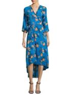 Diane Von Furstenberg Hi-lo Floral-print Silk Wrap Dress