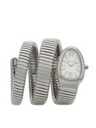 Bvlgari Serpenti Diamond & Stainless Steel Wraparound Tubogas Bracelet Watch