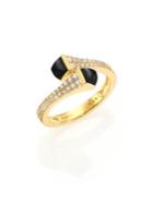 Marli Cleo Black Onyx, Diamond & 18k Yellow Gold Wrap Ring