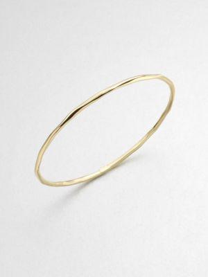 Ippolita Glamazon Sculptural Metal 18k Yellow Gold Thin Bangle Bracelet