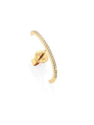 Ef Collection Ultra Huggie Diamond & 14k Yellow Gold Single Earring