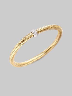 Roberto Coin Primavera Diamond & 18k Yellow Gold Woven Bracelet