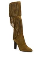 Saint Laurent Lily Fringe Suede Tall Boots