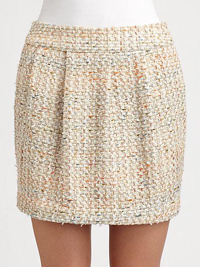 By Malene Birger Pleated Tweed Mini Skirt