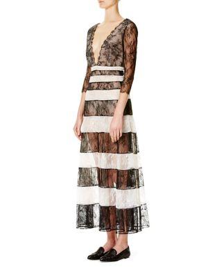 Carolina Herrera Lace Striped Dress