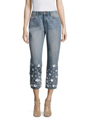 Michael Michael Kors Floral-embellished Ankle Jeans