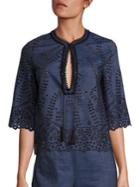 Yigal Azrouel Embroidered Denim Boxy Top