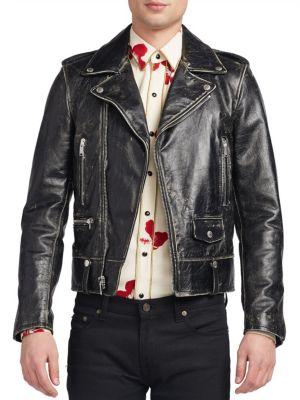 Saint Laurent Distressed Leather Jacket