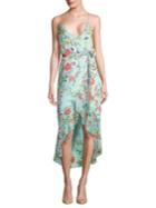 Alice + Olivia Mable Ruffled Floral Wrap Dress