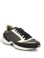 Brunello Cucinelli Diagonal-monili Suede & Leather Sneakers