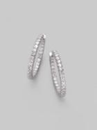 Roberto Coin Diamond & 18k White Gold Hoop Earrings/1