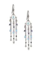Chan Luu Turquoise & Sterling Silver Mix Chain Drop Earrings