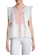 Kate Spade New York Mosaic Embroidered Cotton Top