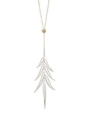 Adriana Orsini Pirouette Pull-through Leaf Crystal Pendant Necklace