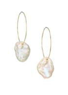 Mizuki Sea Of Beauty White Petal Pearl Hoop-drop Earrings