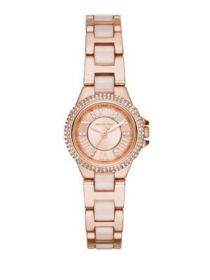Michael Kors Camillie Crystal Rose Goldtone Stainless Steel Bracelet Watch