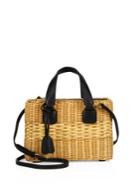 Mark Cross Manray Small Rattan & Leather Tote