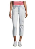 Current/elliott The Cropped Distressed Straight Leg Jeans