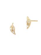 Ef Collection Mini Diamond Leaf Stud Earrings