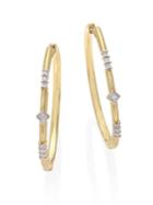 Jude Frances Lisse Triple Diamond & 18k Yellow Gold Hoop Earrings/1.3